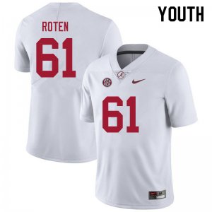 NCAA Youth Alabama Crimson Tide #61 Graham Roten Stitched College 2021 Nike Authentic White Football Jersey YX17K45FZ